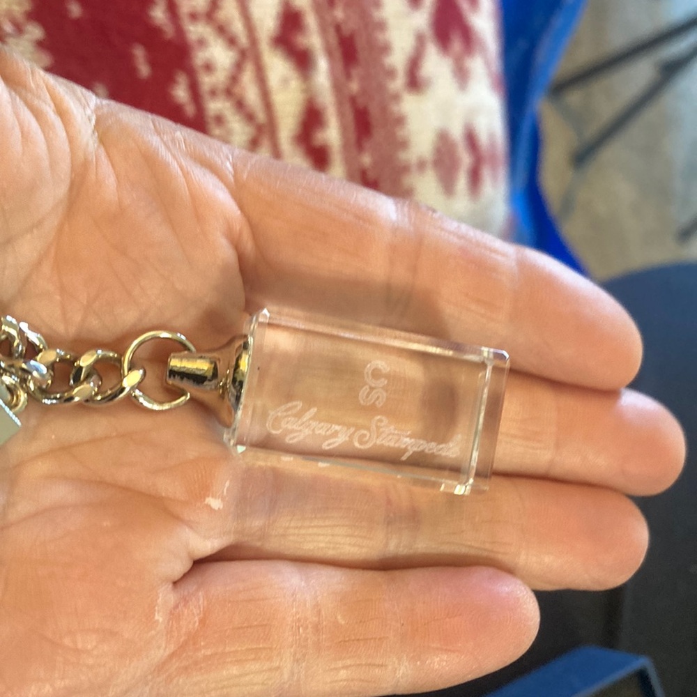 3-D Calgary Stampede  crystal and silver key chain
